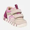 Pantofi Geox Fete, piele naturala si textil, brant antibacterian, Geox Respira, Iupidoo, Bej cu roz_B3558C-05422-C5378-21_Pebebe