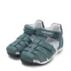Sandale baieti cu barete si ajustare cu 2 scaiuri, piele naturala, talpa flexibila, verde inchis, D.D. Step_G111-61843M-31_Pebebe
