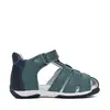 Sandale baieti cu barete si ajustare cu 2 scaiuri, piele naturala, talpa flexibila, verde inchis, D.D. Step_G111-61843M-31_Pebebe
