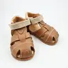 Sandale copii, barefoot, primii pasi, piele naturala, talpa flexibila, inchidere cu scai, maro_RO-1000-1-24_Pebebe