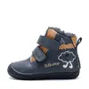 Ghete D.D Step baieti, Barefoot, piele naturala, captuseala din blana, bleumarin cu maro, emblema cu norisor_W070-62495B-20_Pebebe