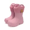 Cizme de ploaie pentru copii, personalizabile, D.D.Step, roz inchis, din cauciuc cu interior textil detașabil, brant termic_SI106-52973-20/21_Pebebe