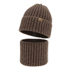 Căciulă din lână merinos și fular tubular, set iarnă băieți, maro, Karmin_7090-12_Pebebe