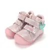 Ghete D.D Step fete, fluorescent, piele naturala, talpa flexibila, captuseala textila, roz sidef, model curcubeu si inimioara_A082-62750A-20_Pebebe