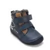 Ghete D.D Step baieti, Barefoot, piele naturala, captuseala din blana, bleumarin cu maro, emblema cu norisor_W070-62495B-20_Pebebe