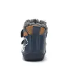 Ghete D.D Step baieti, Barefoot, piele naturala, captuseala din blana, bleumarin cu maro, emblema cu norisor_W070-62495B-20_Pebebe