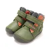 Ghete D.D Step baieti, Barefoot, piele naturala, captuseala din blana, olive, emblema cu tigru_W070-62660A-20_Pebebe