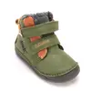 Ghete D.D Step baieti, Barefoot, piele naturala, captuseala din blana, olive, emblema cu tigru_W070-62660A-20_Pebebe