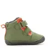 Ghete D.D Step baieti, Barefoot, piele naturala, captuseala din blana, olive, emblema cu tigru_W070-62660A-20_Pebebe