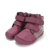 Ghete D.D Step fete, Barefoot, piele naturala, captuseala din blana, roz cu gri, emblema cu norisor_W070-62495C-20_Pebebe