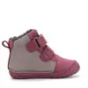 Ghete D.D Step fete, Barefoot, piele naturala, captuseala din blana, roz cu gri, emblema cu norisor_W070-62495C-20_Pebebe