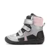 Ghete barefooot D.D Step fete, piele naturala, talpa felxibilă, argintiu cu roz_W063-62643DM-25_Pebebe
