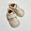 Ghete barefoot pentru copii, primii pasi, piele naturala, captuseala din blana, talpa flexibila, bej, Smiley_RO-600-8-22_Pebebe