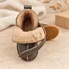 Cizme din piele pentru copii, talpa flexibila, primii pasi, imblanite, kaki_RO-106-6-20_Pebebe