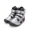 Ghete barefooot D.D Step fete, piele naturala, talpa felxibilă, argintiu cu roz_W063-62643DM-25_Pebebe