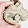 Ghete barefoot pentru copii, primii pasi, piele naturala, captuseala din blana, talpa flexibila, bej, Smiley_RO-600-8-22_Pebebe