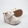 Ghete barefoot pentru copii, primii pasi, piele naturala, captuseala din blana, talpa flexibila, crem, Smiley_RO-600-7-17_Pebebe