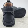 Ghete barefoot pentru copii, primii pasi, piele naturala, captuseala din blana, talpa flexibila, negru, Smiley_RO-600-1-22_Pebebe