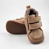Ghete copii, barefoot, primii pasi, piele naturala, captuseala din blanita, talpa felxibila, maro cu bej_RO-22-24-23_Pebebe