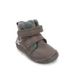 Ghete D.D Step baieti, Barefoot, piele naturala, captuseala din blana, maro inchis, emblema cu norisor_W070-62495A-20_Pebebe