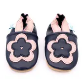 Pantofi din piele moale bleumarin cu panseluță- GS009-48-60-Dotty Fish-