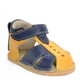 Sandale copii din piele naturala cu talpa flexibila vibram, bleumarin galben- RO-101-bleumarin-galben-25-Angel-