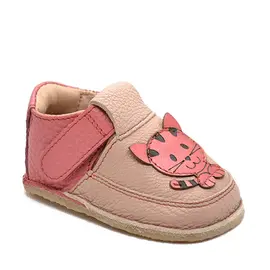 Pantofi din piele moale cu talpa flexibila si captuseala, roz, pisica- RO-16-11-19-Luy-