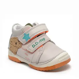 Pantofi din piele naturala primii pași, D.D.Step, ursulet, crem- S038-193-23-D.D. Step-