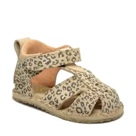 Sandale din piele naturala pentru primii pasi, talpa flexibila, animal print
