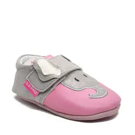 Pantofi de interior din piele naturala, roz, elefant, D.D. Step