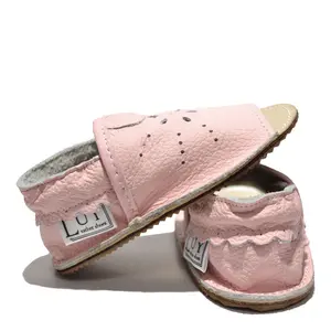 Sandale fetite roz din piele moale cu model perforat- PL006-roz-29-By Pebebe