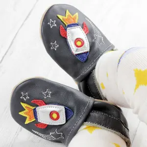 Pantofi din piele moale cu design cu racheta- BS0018-0-6-Dotty Fish