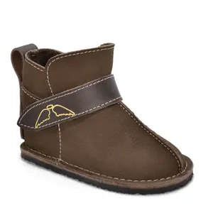 Cizme din piele pentru copii, talpa flexibila, captuseala, maro- RO-105-maro-25-By Pebebe
