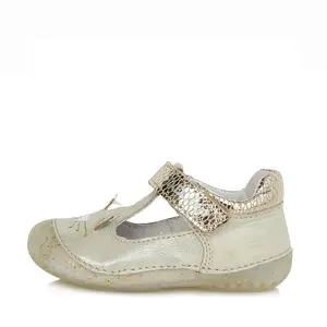 Pantofi din piele naturala, decupati, primii pași, D.D.Step, pisica, bej auriu- H015-543B-19-D.D. Step-