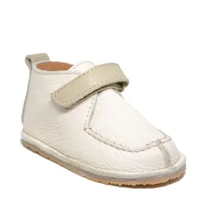 Pantofi din piele naturala pentru copii, talpa cauciuc, scai, Bubu, crem- RO-110-crem-23-By Pebebe-