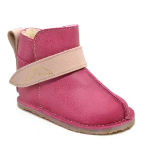 Cizme din piele pentru copii, talpa flexibila, imblanite, Fuchsia- RO-106-6-23-By Pebebe