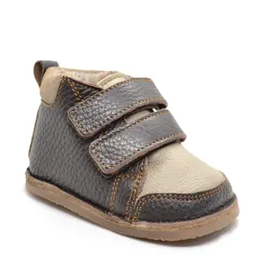 Ghete primii pasi, piele naturala, captuseala din blanita, talpa felxibila, maro / bej_RO-22-7-18_Pebebe