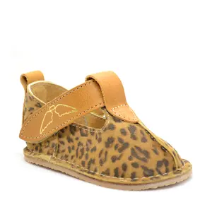 Pantofi din piele pentru copii cu scai si talpa cauciuc, animal print- RO-109-6-23-By Pebebe-