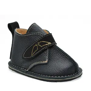 Ghete barefoot copii, piele naturala, talpa flexibila, negru,_RO-104-5-24_Pebebe