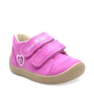 Pantofi din piele naturala, talpla flexibila, roz, inima, Bar3foot_5907813974366_Pebebe