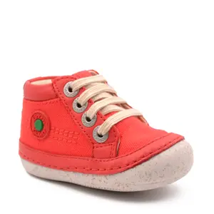 Pantofi Sonistreet, piele naturala si material textil, talpa flexibila, rosu, Kickers- 928060-10-4-25-Kickers-
