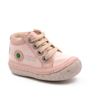 Pantofi Sonistreet, piele naturala si material textil, talpa flexibila, roz deschis, Kickers- 928060-10-4-25-Kickers-