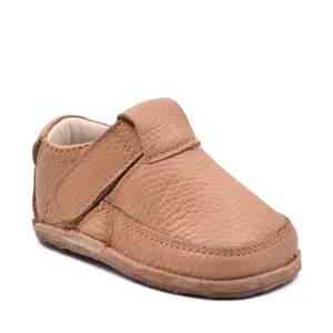 Pantofi din piele moale cu talpa flexibila si captuseala, camel- RO-15-10-24-By Pebebe-
