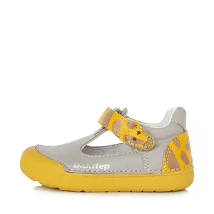 Pantofi din piele naturala, decupati, primii pași, Gri, Girafa, D.D.Step- H066-370A-21-D.D. Step-