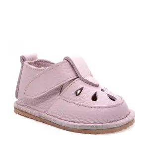 Sandale din piele naturala pentru copii cu talpa flexibila, Roz lila- RO-201-2-22-By Pebebe-