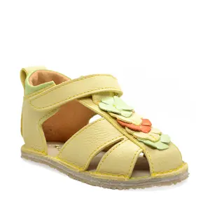 Sandale fete din piele naturala cu talpa flexibila, galben- RO-113-3-23-By Pebebe-