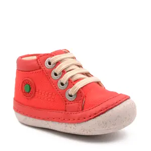 Pantofi Sonistreet, piele naturala si material textil, talpa flexibila, rosu, Kickers_928060-10-4-18_Pebebe