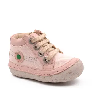 Pantofi Sonistreet, piele naturala si material textil, talpa flexibila, roz deschis, Kickers_928061-10-131-18_Pebebe