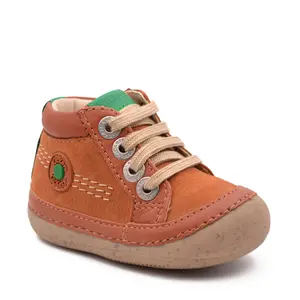 Pantofi Sonistreet, piele naturala si piele intoarsa, talpa flexibila, camel, Kickers_928062-10-114-20_Pebebe