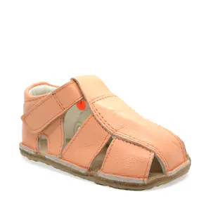 Sandale din piele naturală  cu scai și talpă din cauciuc flexibil, orange, LUY_RO-12-3-22_Pebebe